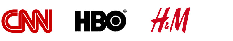 Letter type logo examples - cnn, hbo, h&m