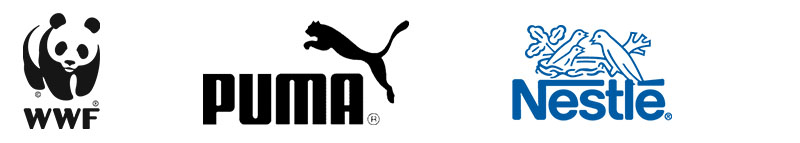 Combined type logo examples - wwf, puma, nestle